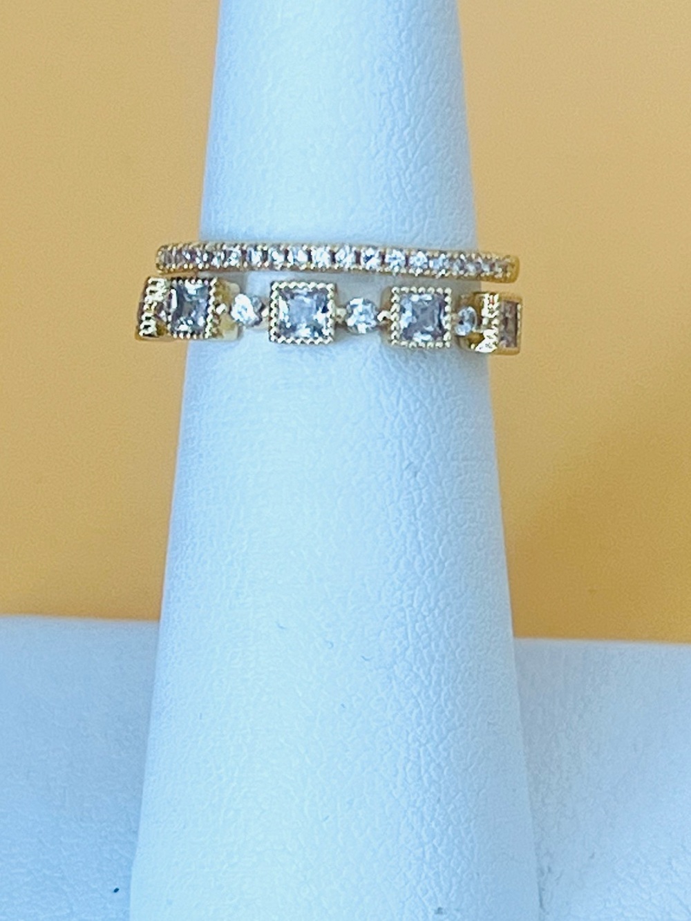 Gold plated thumb ring, adjustable size clear CZ